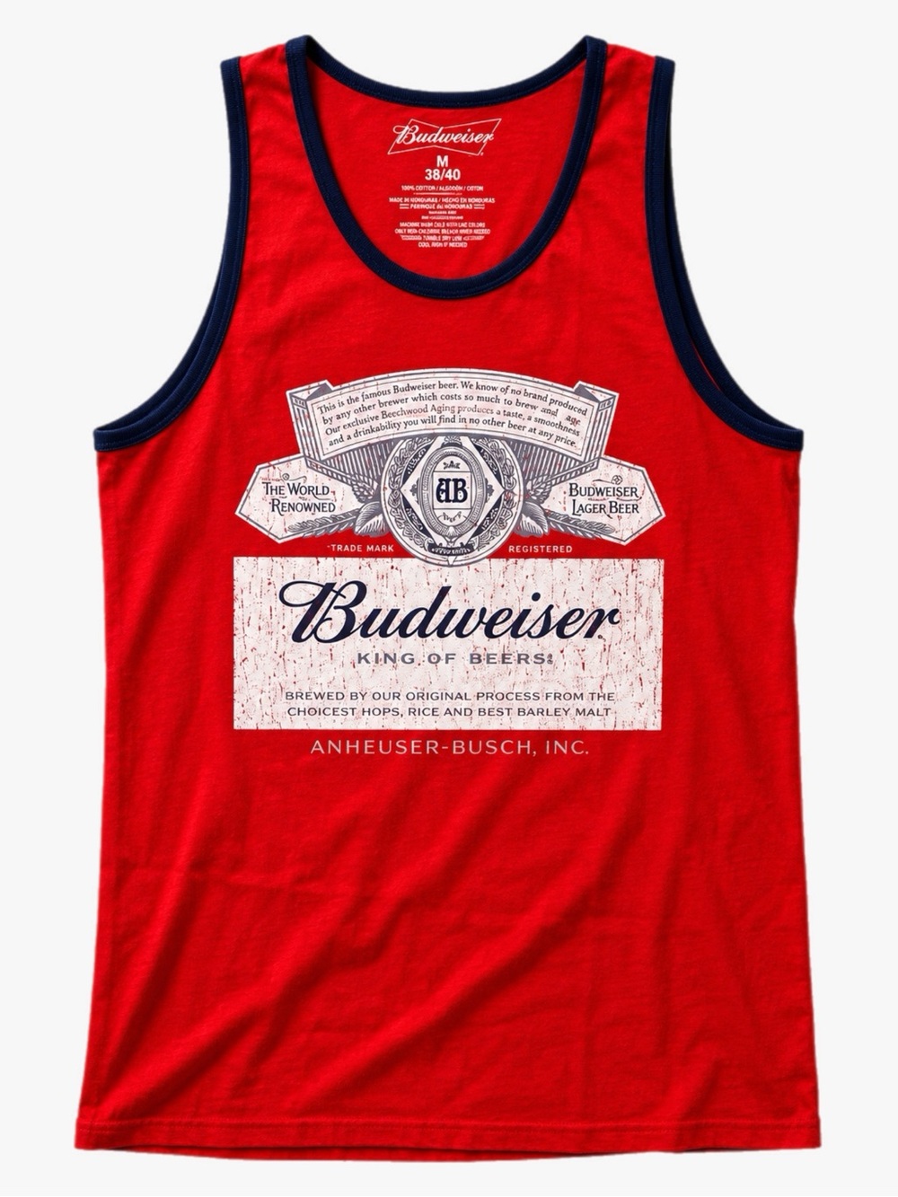 Budweiser White Trash Bash Tank Top Men’s Medium Red Graphic Beer Shirt